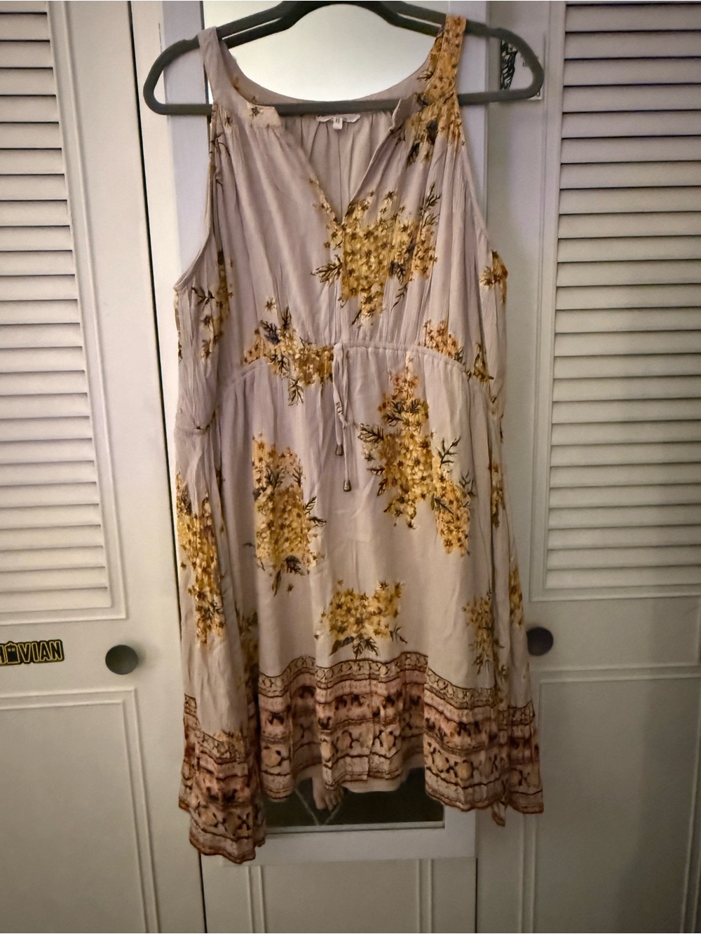 Maurices Cream Midi Dress with Yellow Floral Print